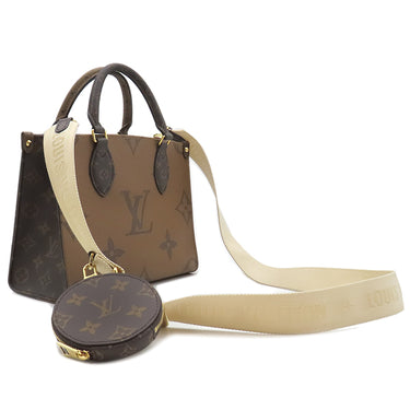 ルイヴィトン LOUIS VUITTON オンザゴー PM M46373 モノグラム×モノグラムリバース モノグラムキャンバス モノグラムリバースキャンバス 2WAYバッグ ゴールド金具 茶 ハンドバッグ ショルダー コインケース