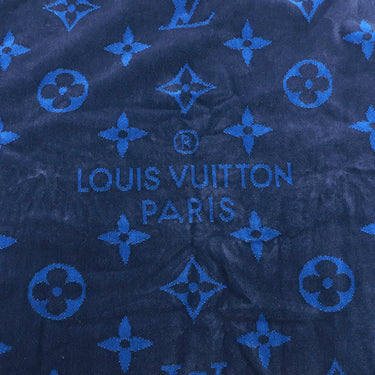 ルイヴィトン LOUIS VUITTON セルヴィエット バイン M76214 ネイビー×ブルー コットン タオル ビーチタオル バスタオル 大判 紺 青