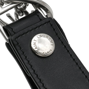 サンローラン SAINT LAURENT カサンドラ キーリング 518323 0SX0E 1000 ブラック レザー キーリング シルバー金具 黒 YSL メタルロゴ