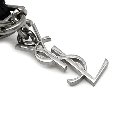 サンローラン SAINT LAURENT カサンドラ キーリング 518323 0SX0E 1000 ブラック レザー キーリング シルバー金具 黒 YSL メタルロゴ