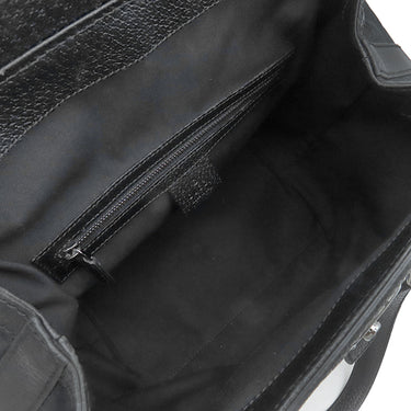 グッチ GUCCI ドクターズバッグ 146002 ブラック GGキャンバス レザー ハンドバッグ シルバー金具 黒 シェリーライン スクエア型