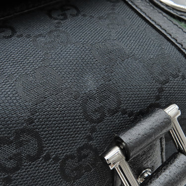 グッチ GUCCI ドクターズバッグ 146002 ブラック GGキャンバス レザー ハンドバッグ シルバー金具 黒 シェリーライン スクエア型