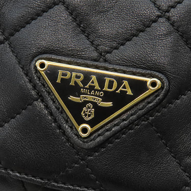 プラダ PRADA チェーン キルティング ショルダー NERO ラムスキン ショルダーバッグ ゴールド金具 黒 三角ロゴ