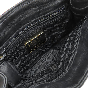 プラダ PRADA チェーン キルティング ショルダー NERO ラムスキン ショルダーバッグ ゴールド金具 黒 三角ロゴ