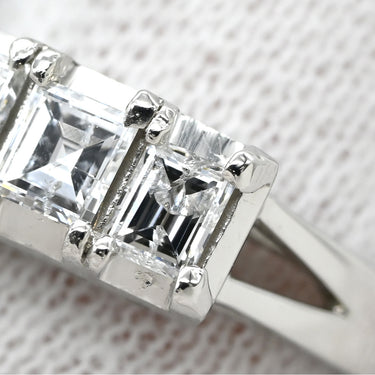 ノンブランド NON BRAND ダイヤ 1.00ct プラチナシルバー Pt900 ダイヤモンド リング 指輪 プラチナム Pt900 スクエアカット 5P 5石 5粒 一文字リング 造幣局検定マーク 12.5号