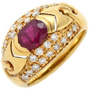 ノンブランド NON BRAND ルビー ダイヤリング イエローゴールド×レッド K18YG ダイヤモンド ルビー リング 指輪 Au750 18K 18金 オーバルカット 13号