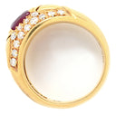 ノンブランド NON BRAND ルビー ダイヤリング イエローゴールド×レッド K18YG ダイヤモンド ルビー リング 指輪 Au750 18K 18金 オーバルカット 13号