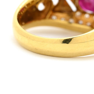 ノンブランド NON BRAND ルビー ダイヤリング イエローゴールド×レッド K18YG ダイヤモンド ルビー リング 指輪 Au750 18K 18金 オーバルカット 13号