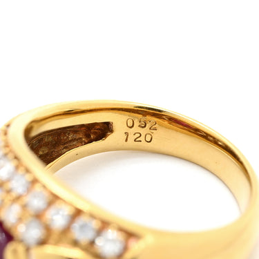 ノンブランド NON BRAND ルビー ダイヤリング イエローゴールド×レッド K18YG ダイヤモンド ルビー リング 指輪 Au750 18K 18金 オーバルカット 13号