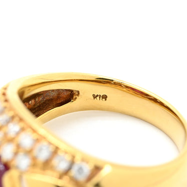 ノンブランド NON BRAND ルビー ダイヤリング イエローゴールド×レッド K18YG ダイヤモンド ルビー リング 指輪 Au750 18K 18金 オーバルカット 13号