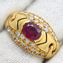 ノンブランド NON BRAND ルビー ダイヤリング イエローゴールド×レッド K18YG ダイヤモンド ルビー リング 指輪 Au750 18K 18金 オーバルカット 13号