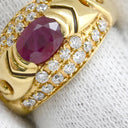 ノンブランド NON BRAND ルビー ダイヤリング イエローゴールド×レッド K18YG ダイヤモンド ルビー リング 指輪 Au750 18K 18金 オーバルカット 13号