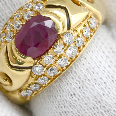 ノンブランド NON BRAND ルビー ダイヤリング イエローゴールド×レッド K18YG ダイヤモンド ルビー リング 指輪 Au750 18K 18金 オーバルカット 13号