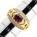 ノンブランド NON BRAND ルビー ダイヤリング イエローゴールド×レッド K18YG ダイヤモンド ルビー リング 指輪 Au750 18K 18金 オーバルカット 13号