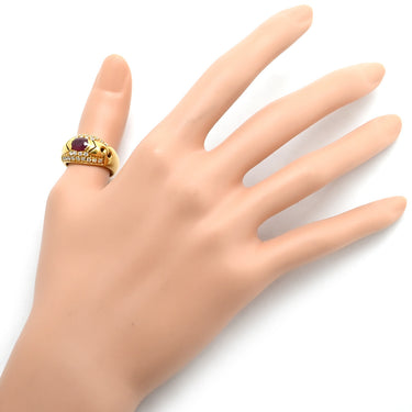 ノンブランド NON BRAND ルビー ダイヤリング イエローゴールド×レッド K18YG ダイヤモンド ルビー リング 指輪 Au750 18K 18金 オーバルカット 13号