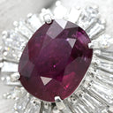 ノンブランド NON BRAND ルビー 2.68ct ダイヤ 1.33ct レッド×プラチナシルバー Pt900 ルビー ダイヤモンド リング 指輪 赤 1P 1石 1粒 プラチナム Pt900 オーバル 13号