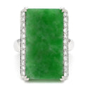 ノンブランド NON BRAND ヒスイ 14.7ct ダイヤリング プラチナシルバー Pt900 ヒスイ ダイヤモンド リング 指輪 緑 グリーン 翡翠 ひすい ジェダイト ラージ 長角 プラチナ900 15号