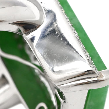 ノンブランド NON BRAND ヒスイ 14.7ct ダイヤリング プラチナシルバー Pt900 ヒスイ ダイヤモンド リング 指輪 緑 グリーン 翡翠 ひすい ジェダイト ラージ 長角 プラチナ900 15号