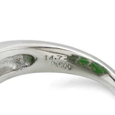 ノンブランド NON BRAND ヒスイ 14.7ct ダイヤリング プラチナシルバー Pt900 ヒスイ ダイヤモンド リング 指輪 緑 グリーン 翡翠 ひすい ジェダイト ラージ 長角 プラチナ900 15号