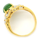 ノンブランド NON BRAND ヒスイ ダイヤモンドリング イエローゴールド K18YG ヒスイ ダイヤモンド リング 指輪 翡翠 グリーン 緑 ジェダイト 18K Au750 ジェイダイト オーバル ひすい 11.5号