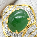 ノンブランド NON BRAND ヒスイ ダイヤモンドリング イエローゴールド K18YG ヒスイ ダイヤモンド リング 指輪 翡翠 グリーン 緑 ジェダイト 18K Au750 ジェイダイト オーバル ひすい 11.5号