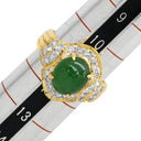 ノンブランド NON BRAND ヒスイ ダイヤモンドリング イエローゴールド K18YG ヒスイ ダイヤモンド リング 指輪 翡翠 グリーン 緑 ジェダイト 18K Au750 ジェイダイト オーバル ひすい 11.5号