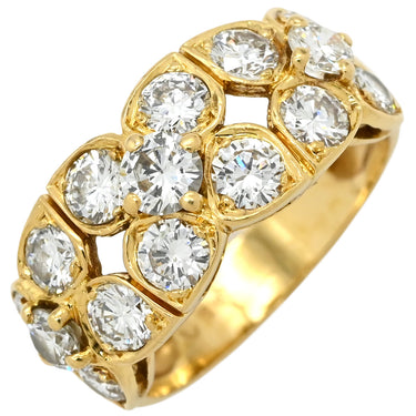 ノンブランド NON BRAND ダイヤリング フラワーモチーフ イエローゴールド K18YG ダイヤモンド リング 指輪 15P 15石 花 ブリリアントカット 18KT 750 YG ダイヤモンド 11.5号