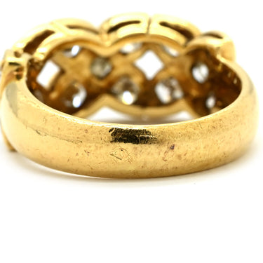 ノンブランド NON BRAND ダイヤリング フラワーモチーフ イエローゴールド K18YG ダイヤモンド リング 指輪 15P 15石 花 ブリリアントカット 18KT 750 YG ダイヤモンド 11.5号