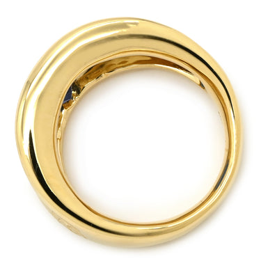 ノンブランド NON BRAND ブルーサファイア ブルー×イエローゴールド K18YG サファイア リング 指輪 2.09ct イエローゴールド Au750 18K 18金 青 渦巻き 彫刻 アールデコ エングレーブ 幅広 天然 11号