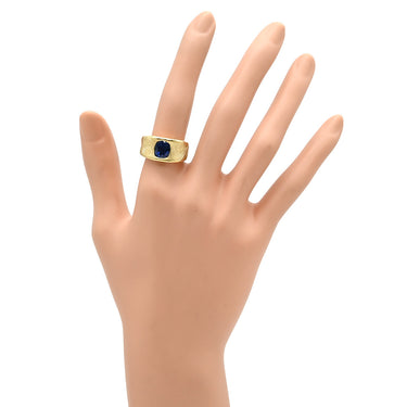 ノンブランド NON BRAND ブルーサファイア ブルー×イエローゴールド K18YG サファイア リング 指輪 2.09ct イエローゴールド Au750 18K 18金 青 渦巻き 彫刻 アールデコ エングレーブ 幅広 天然 11号