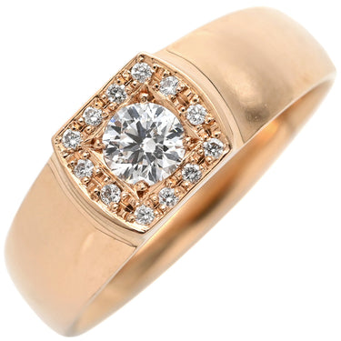 ノンブランド NON BRAND ダイヤリング ピンクゴールド×ホワイト K18PG ダイヤモンド リング 指輪 Au750 18K 18金 メレダイヤ シグネット スクエア 13号