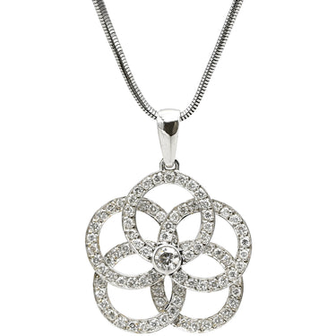 ノンブランド NON BRAND ダイヤ ペンダント ホワイトゴールド K18WG ダイヤモンド ネックレス K18WG Au750 18K 18金 サークルリング フラワーモチーフ 花