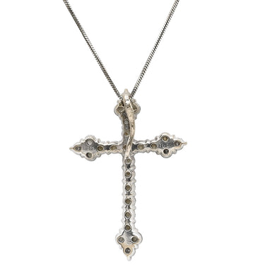 ノンブランド NON BRAND ダイヤ 1.00ct クロス ペンダント ホワイトゴールド K18WG ダイヤモンド ネックレス 十字架 25石 25P ブリリアントカット 18K 750 WG 18金
