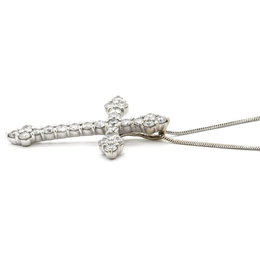ノンブランド NON BRAND ダイヤ 1.00ct クロス ペンダント ホワイトゴールド K18WG ダイヤモンド ネックレス 十字架 25石 25P ブリリアントカット 18K 750 WG 18金