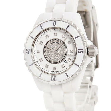 腕時計 シャネル CHANEL J12 33mm H2123 クオーツ レディース 純正ダイヤ ホワイト セラミック デイト 逆回転防止ベゼル