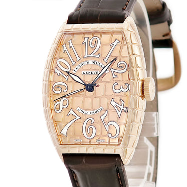 腕時計 フランクミュラー FRANCK MULLER トノウカーベックス ゴールドクロコ 5850SC GOLD CRO 自動巻き メンズ OH済 K18PG無垢 ビザン数字