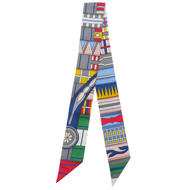 エルメス HERMES ツイリー グリス×ジョーヌヴィフ×ヴェール シルク スカーフ 【VOLTES ET PIROUETTES/ヴォルト エ ピルエット】