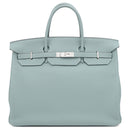 エルメス HERMES バーキン40 シエル トゴ ハンドバッグ シルバー金具 水色