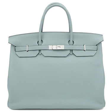 エルメス HERMES バーキン40 シエル トゴ ハンドバッグ シルバー金具 水色