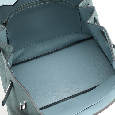 エルメス HERMES バーキン40 シエル トゴ ハンドバッグ シルバー金具 水色