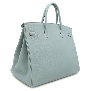 エルメス HERMES バーキン40 シエル トゴ ハンドバッグ シルバー金具 水色