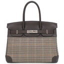 エルメス HERMES バーキン30 レナージュカロ エベンヌ トリヨンクレマンス レナージュ ハンドバッグ シルバー金具 茶 チェック柄 デフィレ限定