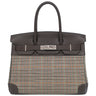 エルメス HERMES バーキン30 レナージュカロ エベンヌ トリヨンクレマンス レナージュ ハンドバッグ シルバー金具 茶 チェック柄 デフィレ限定