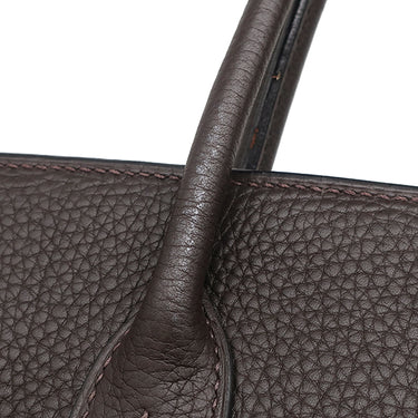 エルメス HERMES バーキン30 レナージュカロ エベンヌ トリヨンクレマンス レナージュ ハンドバッグ シルバー金具 茶 チェック柄 デフィレ限定