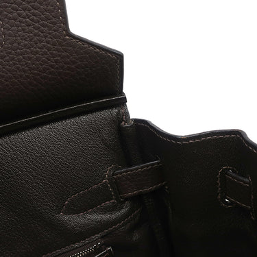 エルメス HERMES バーキン30 レナージュカロ エベンヌ トリヨンクレマンス レナージュ ハンドバッグ シルバー金具 茶 チェック柄 デフィレ限定