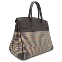 エルメス HERMES バーキン30 レナージュカロ エベンヌ トリヨンクレマンス レナージュ ハンドバッグ シルバー金具 茶 チェック柄 デフィレ限定