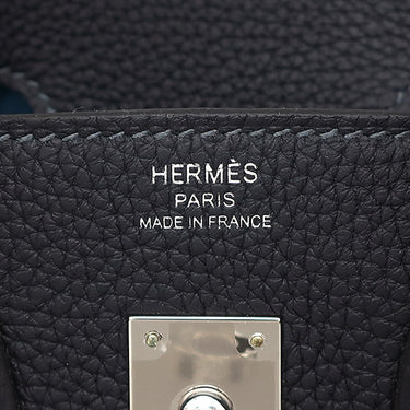 エルメス HERMES バーキン25 ヴェルソ キャバン×セレスト トゴ ハンドバッグ シルバー金具 新品 未使用 濃紺 水色