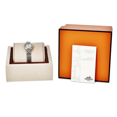 腕時計 エルメス HERMES クリッパー ナクレ CP1.230 クオーツ レディース 純正ダイヤ シェル デイト アラビア