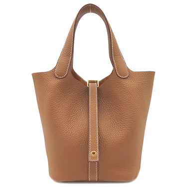 エルメス HERMES ピコタンロック PM ゴールド トリヨンクレマンス ハンドバッグ ゴールド金具 茶