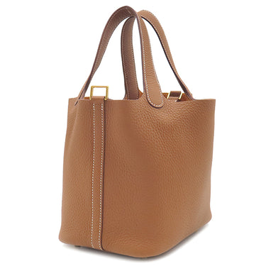 エルメス HERMES ピコタンロック PM ゴールド トリヨンクレマンス ハンドバッグ ゴールド金具 茶
